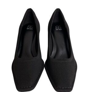 Cosy Island Black RefinEdge Square Toe Heeled Pumps Stiletto Knit Women Size 7.5